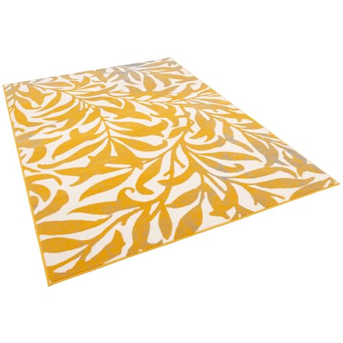 Tapis fleurs curry jaune Pergamon Samba résistant et moderne - 3