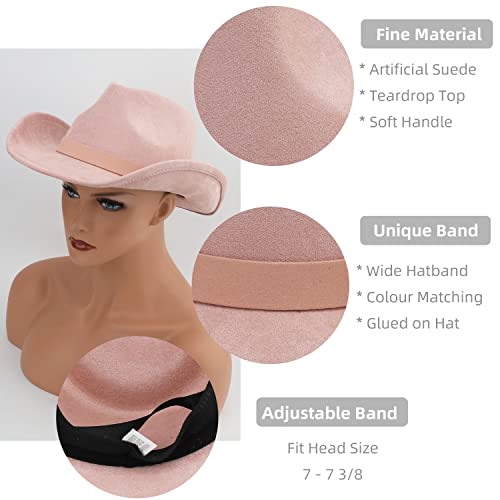 Pro Celia Classic Women Men Western Cowboy Hat Wide Brim Cowgirl Hat (Pink) #TOP4