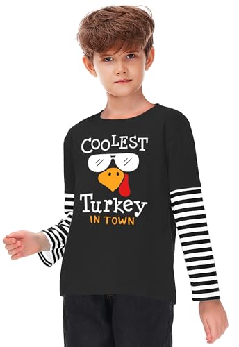 Image of Remimi Unisex Kids Christmas Long Sleeve Shirt Xmas Print Stripe Shirts 2-12 Years