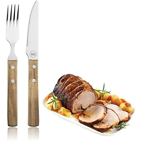 Acacia Wood Steak Knife and Fork Set Cover