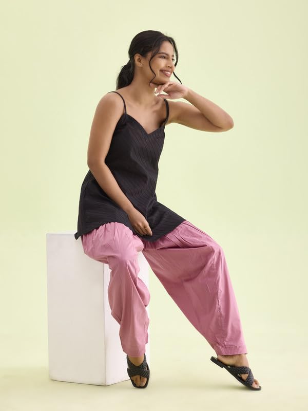 Image of GO COLORS Soft Cotton Salwar for Women | Relaxed Fit, Mid Rise, Ankle Length, Drawstrings