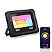 Produktbild LOHAS WiFi RGB-Flutlichtstrahler für den Außenbereich, IP66 wasserdicht, für die Verwendung mit Amazon Alexa, Siri und IFTTT Smart Security Lights, 2200 lm Tageslichtweiß 6000 K, EU 2-Stecker