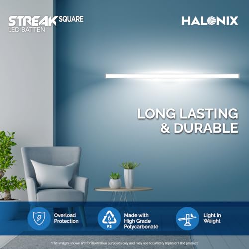 Image of Halonix 60W Batten /Tubelight | LED Batten for Living Room & Bedroom | Cool White light| Pack of 10