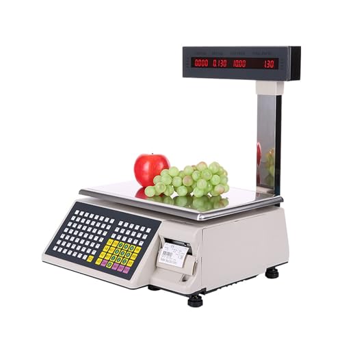 Báscula comercial con impresión de etiquetas, 30kg