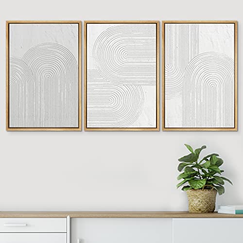 Signwin Framed Canvas Print Wall Art Set Geometric Duotone Futuristic Arches Shapes Abstract Illustrations Modern Art Decorative Nordic Calm/Zen For Living Room thumb #2