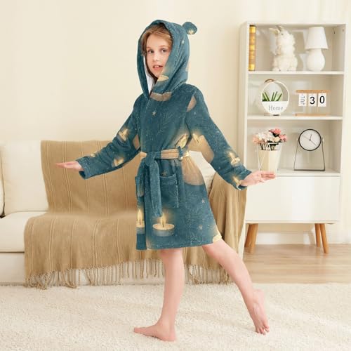 GuoChe Seamless Candles Pattern Hooded Bathrobe For Girls Sleepwear For Kids3