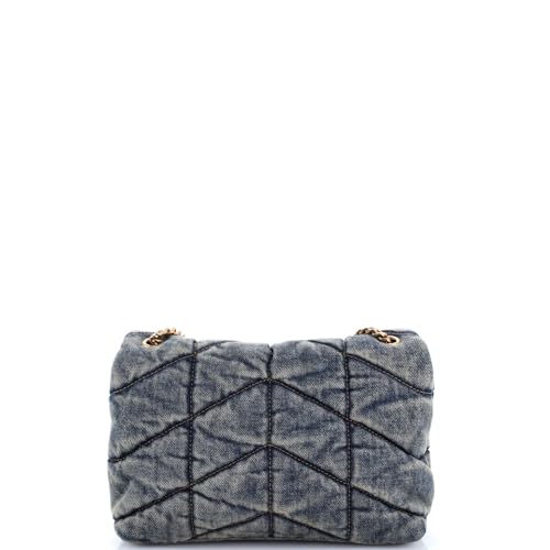 Saint Laurent, Pre-Loved Loulou Puffer Shoulder Bag Quilted Vintage Denim Mini, Blue3