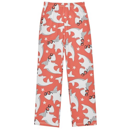 Boy's Pants Shark Orange Sunglasses Jogger Pants Elastic Waist Long Bottoms Trousers with Pockets 6-14 Years