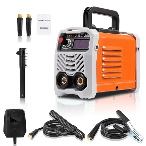 Tobewan Mini Welder Machine 110V ARC200 Stick Welder Portable Welding Machine, Welding Cable, Slag Hammer Home Portable DIY 110V (Orange)
