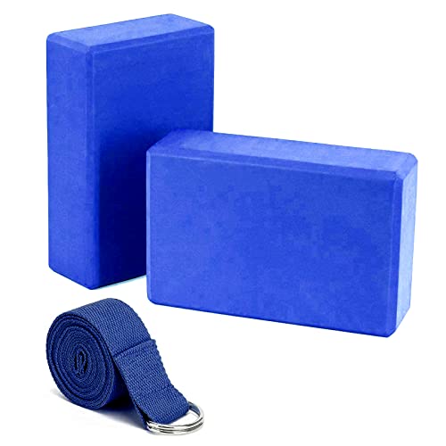 High Density EVA Yoga Foam Blocks (2 Pack) & Strap