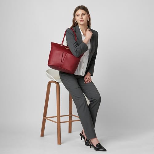 Image of Caprese Ostrich Large Tote Bag for Women with Adjustable & Detachable Starp | Stylish Shoulder & Handheld Bag | Fits Up to 16 Inch Laptop | Durable, Multi-Compartment Design for Work &Travel