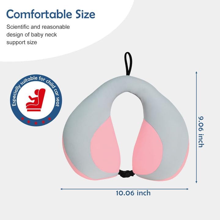 Miniatura 4 de MOOB Almohada de cuello para niños para automóvil y avión, regalos de viaje para niños pequeños y niños en forma de U, asiento de automóvil, cabeza