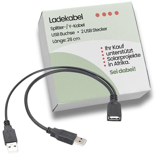 Villageboom USB Y Splitter 1 zu 2 - Jeder Kauf finanziert afrikan. Solarprojekte &ndash; Doppel USB Kabel, 1 Buchse 2 Stecker (Nur Laden)