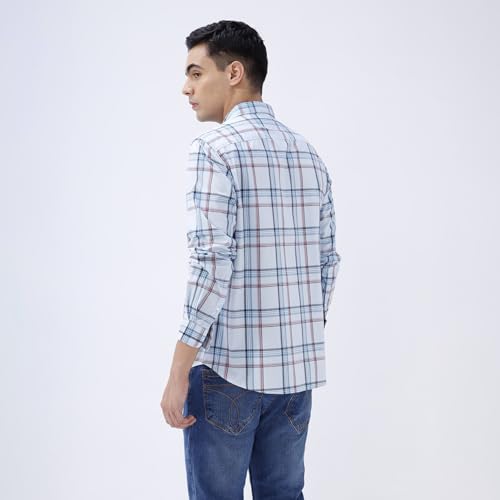 Image of BASICS 100% Cotton Checked Shirt for Men | Slim Fit | Everyday Smart Casual Wear | Full Sleeve