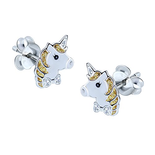 Katy Craig Boucles d'oreilles en argent sterling avec paillettes en forme de licorne Doré