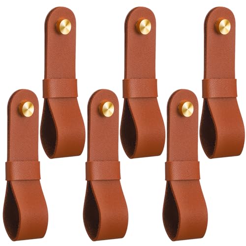 CroBlissful 6 Pcs Leather Curtain Rod Holders PU Leather Curtain