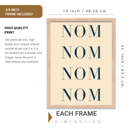 Image of HOTHOUSE Kitchen Wall Art poster With Frame For Living Room Bed Room Hotel Wall Decor Digital Reprint engineered wood Set of 3 (19X25 inch)