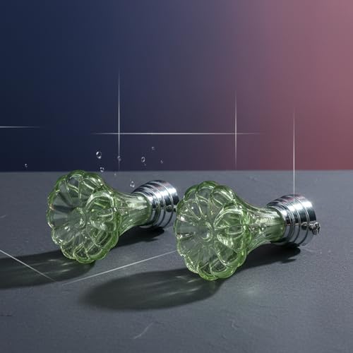 Image of Atlantic Curtain Rod Finials Set of 6 - Flower Style Decorative Textured Resin Finials for Standard Drapery Rods, Emerald Green