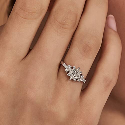 Blocaci Unique Engagement Rings for Women Princess Cut 1-1/3 Carat(ctw) Moissanite Engagement Ring Platinum Plated Silver 10K 14K 18K Gold Wedding Anniversary Promise Rings with Text Engraving3