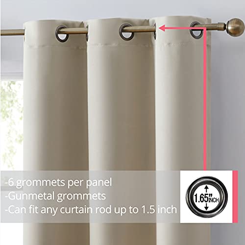 Hlc.me Laurance Full Zero Blackout Curtains 63 Inches Length - Non Toxic Energy Smart Light Blocker Thermal Insulated Draperies Window Treatment Grommet Panels, Set Of 2 (Parchment Beige, 42 W X 63 L) #TOP1