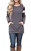 BLENCOT Women's Color Block Long Sleeve Tunic Sweatshirt Tops With Kangaroo Pocket-Grey X-Large