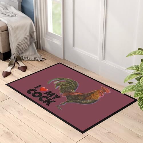 Paillasson coq humour rouge tapis d'entrée antidérapant 60x40 - 3