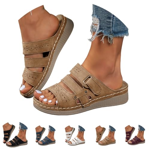 Wedge Sandals for Women Dressy Arch Support Platform Low Heel Slippers Comfortable Casual Breathable Beach Shoes