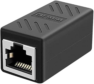 Ethernet Coupler Embedded 8p8c Connector Ethernet Coupler RJ45 Coupler Ethernet Cable Extension Adapter for Cat7 Cat6 Cat5e Cat5 Connector Female to Female (1PCS, Black)