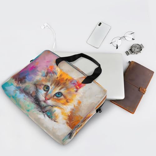 Maletín para laptop con diseño de gato acuarela miniatura 7