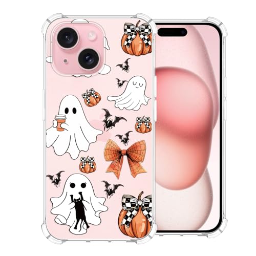 Coque iPhone 15 Plus antichoc et mince avec motif citrouille mignon