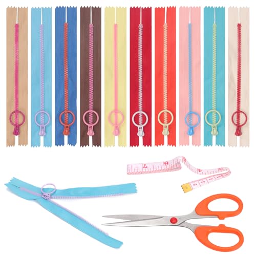 Swpeet 12P 15CM Resina Zipper Metal Ring Puller Colorful Sewing Pouch Bag DIY Sewing Craft Random Color (Color, 15 cm, Bobina de Plástico Cremalleras de Costura para Sastre DIY