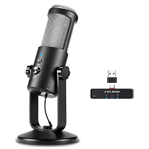 FULAIM 2022 - Micrófono condensador inalámbrico compatible con ordenadores portátiles Android, streaming Podcast, PC, USB para juegos, YouTube, grabación de música, zoom, streaming en directo Cover