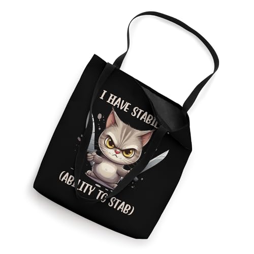 Stabby Cute Cat - I Have Stability - Tote Bag Divertida miniatura 2