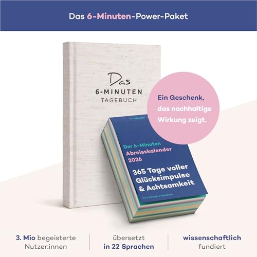 6-Minuten Abreisskalender 2026 – Achtsamkeitskalender – täglich Glücksimpulse & Sprüche – Tagesabreißkalender zum Aufstellen oder Aufhängen