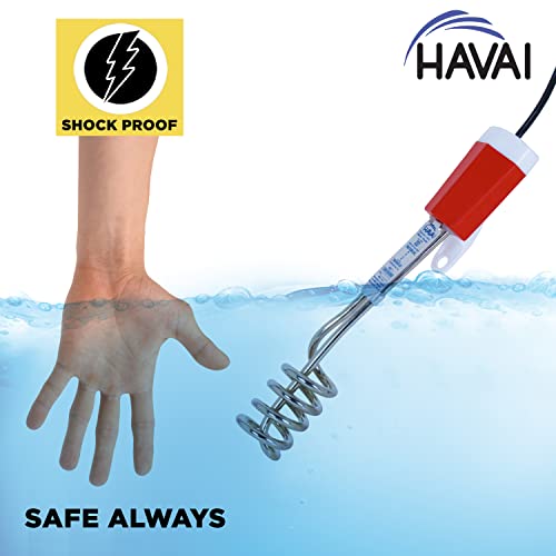 HAVAI Metal Water Heater Immersion Rod (Red, White) (1500), 1500 Watts