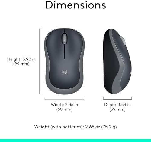 Logitech M185 Compact Ambidextrous 2.4 GHz Wireless Mouse - Swift Grey — view 8
