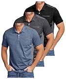 Little Beauty - Paquete de 3 camisas polo para hombre con bolsillo de manga corta para golf, absorbe la humedad, playera...