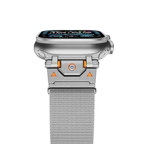 Milanese Loop for Apple Watch Ultra 2 Band 49mm 46mm 45mm 44mm Men Women, Stainless Steel Mesh Strap with Magnetic Clasp & Metal Connector for iWatch Series 10 9 8 7 6 5 4 SE (Silver)
