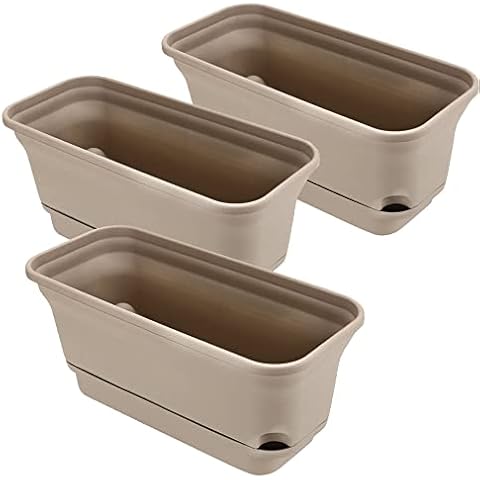 MAHIONG Set of 3 Flower Window Box Plastic Vegetable Planters Cover
