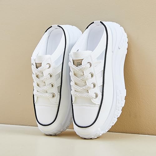 Platform Sneakers for Women Slip-On Mules Soft Sole Breathable Fashion Casual Backless Shoes4