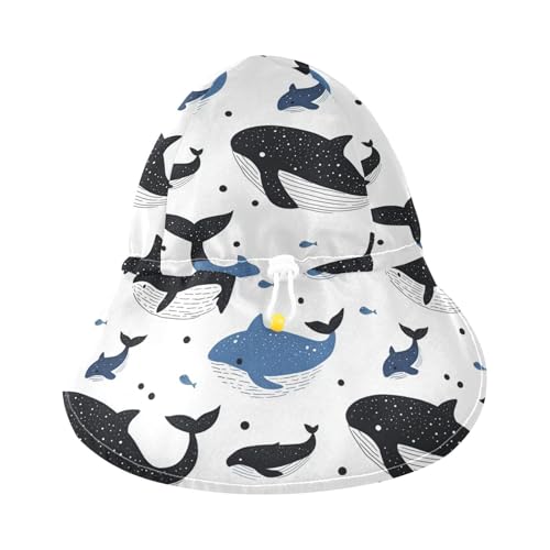 Cartoon Blue Black Whale Kid Beach Hats Boys Bucket Hat Girls UV Protection Adjustable Beach Essentials3