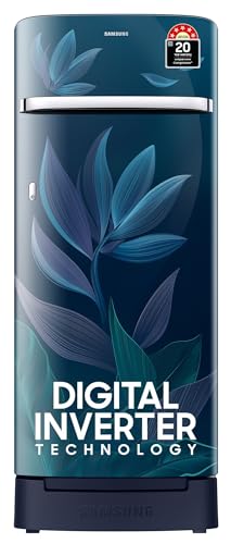 Samsung 215 L, 5 Star, Digital Inverter, Direct-Cool Single Door Refrigerator (RR23D2H359U/HL, Paradise Bloom Blue, Base Stand Drawer)