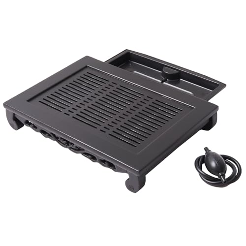 ZPGXLRZ Bamboo Tea Tray Chinese Gongfu Tea Table with Drawer Type Large Capacity Drainage and Storage Water Tea Serving Tray ?Brown Black?