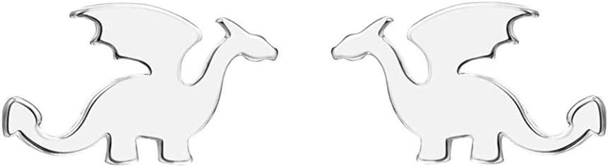 Cute Dinosaurs Earrings Stud for Women Girls Men 925 Sterling Silver Hypoallergenic Tiny Dragon Brontosaurus Animal Cartilage Tragus Polished Fashion Punk Jewelry Dainty Gifts for Friends