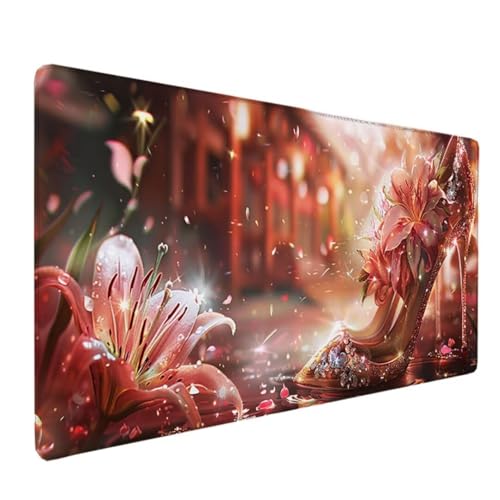 Tapis de bureau multifonctionnel XXL rose fleur 1200x600mm étendu et imperméable