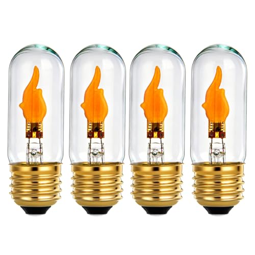SHUWDKAR Flickering Light Bulbs E26 Base LED Flame Light Bulb, LED Fire Effect Flicker Flame Bulb for Decoration, 4 Pack