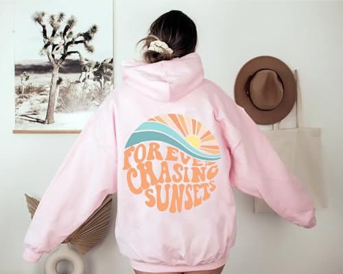 Forever Chasing Sunsets Hoodie, Beach Hoodie, Trendy Hoodie, Hoodie With Words on Back, Aesthetic Shirt, Trendy Sweatshirt, Trendy Hoodie, Retro Sun Hoodie3