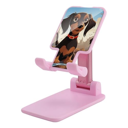Support de téléphone pliable et réglable pour bureau avec motif Teckel universel