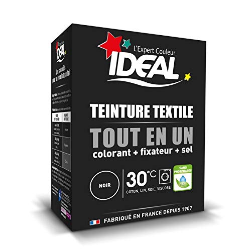 IDEAL - Teinture Textile Poudre Tout En Un Colorant + Fixateu + Sel Noir ( 3 X 350g ) - Lot De 3