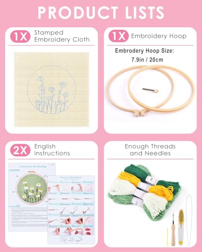 Image of TINDTOP Punch Needle Kit, Daisy Punch Embroidery Kits for Adults